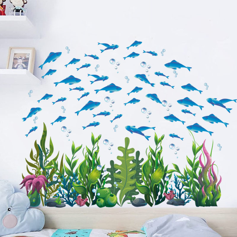 

2pcs / Set Unter Die Sea World Wall Aufkleber PVC -abziehbilde Abnehmbare Tapete, 30*90 cm (ST)
