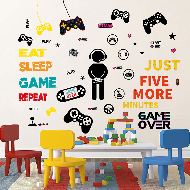 

4 Stück / Set 25*30 cm Videospiel Wall Decal Game Controller PVC Sticker Gamer -themendekoration Für Boys Room (ST) - Stil D