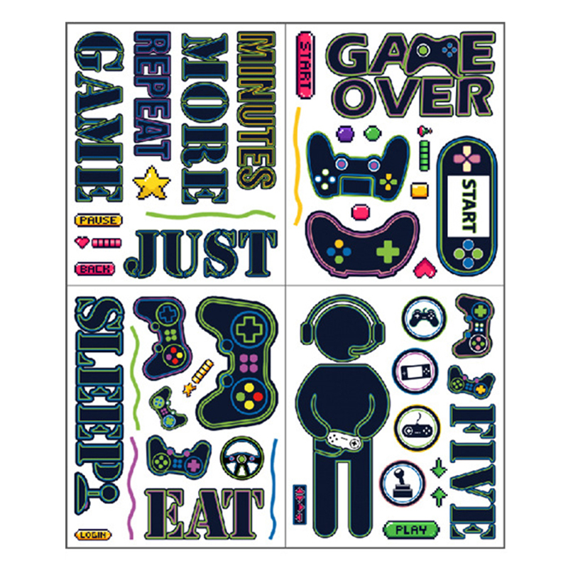 

4 Stück / Set 25*30 cm Videospiel Wall Decal Game Controller PVC Sticker Gamer -themendekoration Für Boys Room (ST) - Stil E
