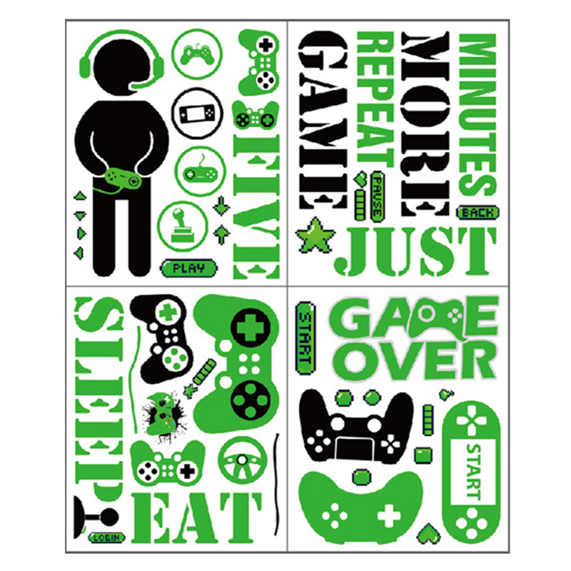 

4 Stück / Set 25*30 cm Videospiel Wall Decal Game Controller PVC Sticker Gamer -themendekoration Für Boys Room (ST) - Stil G