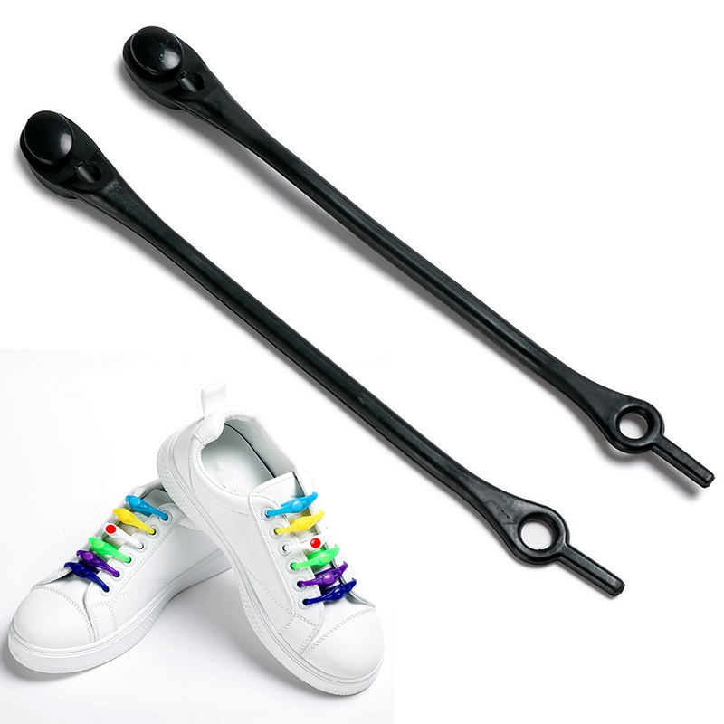

LRXD 12Pcs/Set Lazy Elastic Shoelaces Silicone No Tie Shoe Laces for Adults and Children Colorful No-Tie Laces - Black