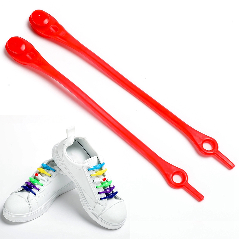 

LRXD 12Pcs/Set Lazy Elastic Shoelaces Silicone No Tie Shoe Laces for Adults and Children Colorful No-Tie Laces - Red