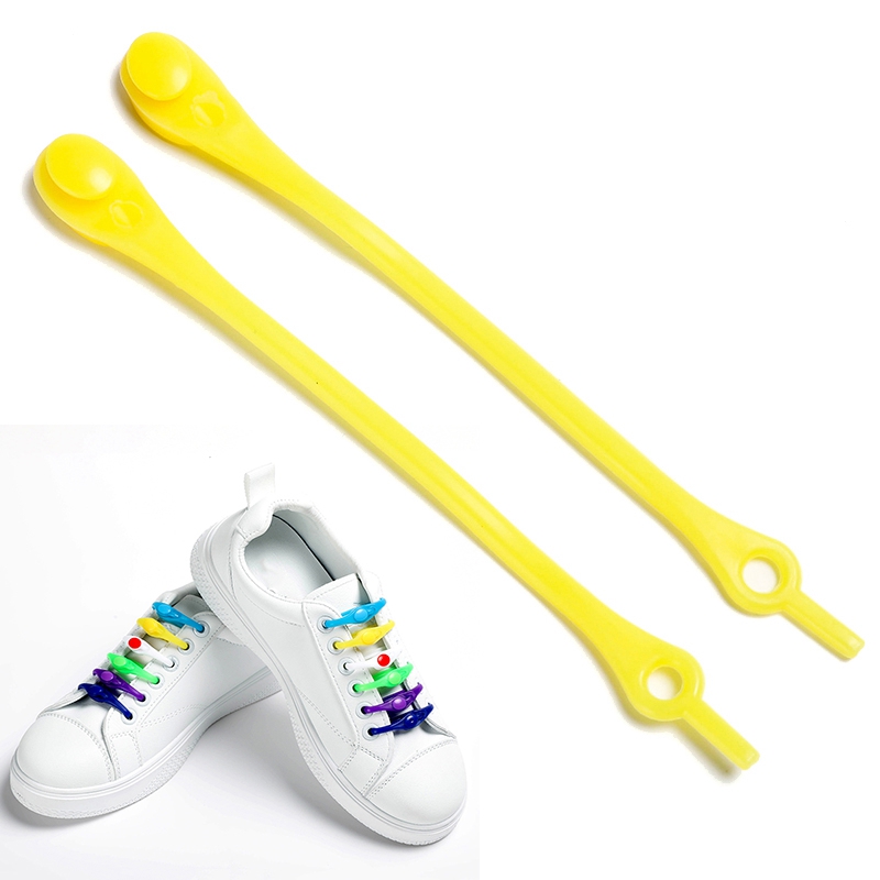 

LRXD 12Pcs/Set Lazy Elastic Shoelaces Silicone No Tie Shoe Laces for Adults and Children Colorful No-Tie Laces - Yellow