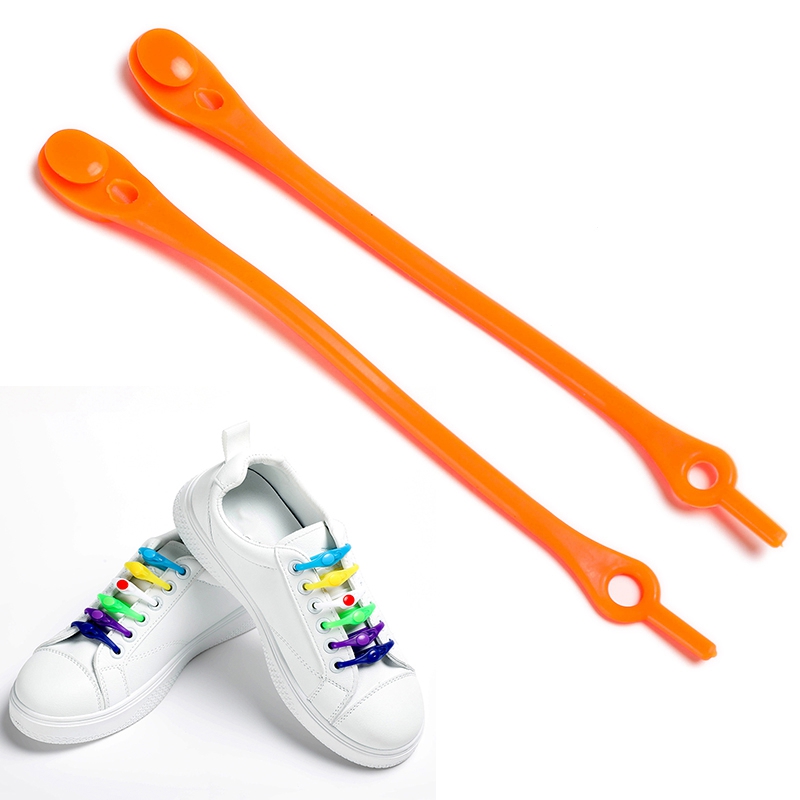 

LRXD 12Pcs/Set Lazy Elastic Shoelaces Silicone No Tie Shoe Laces for Adults and Children Colorful No-Tie Laces - Orange