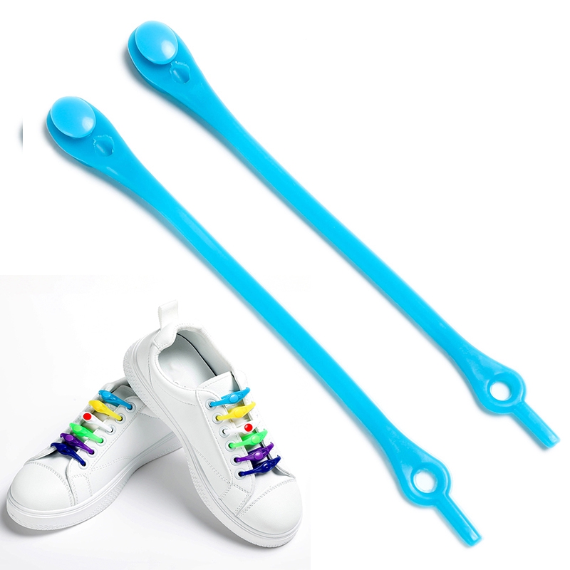 

LRXD 12Pcs/Set Lazy Elastic Shoelaces Silicone No Tie Shoe Laces for Adults and Children Colorful No-Tie Laces - Baby Blue