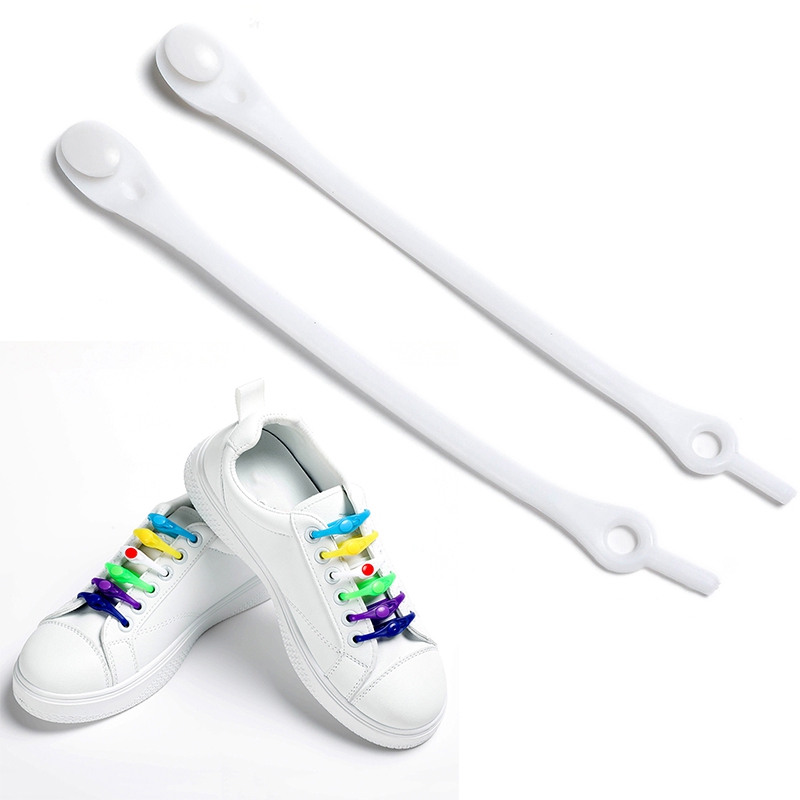 

LRXD 12Pcs/Set Lazy Elastic Shoelaces Silicone No Tie Shoe Laces for Adults and Children Colorful No-Tie Laces - White