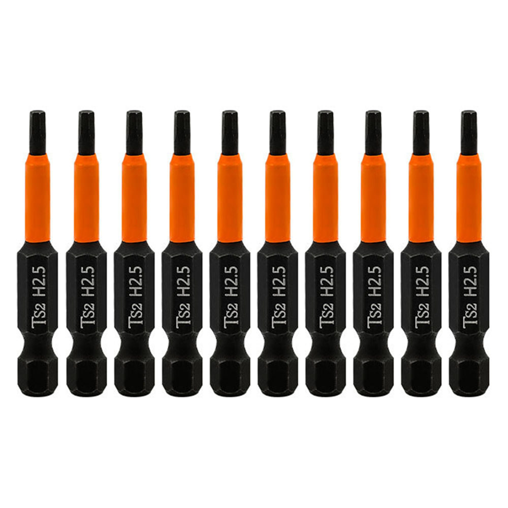 10PCS Hex Screwdriver Bit Set 50mm H2.5 TS2 Steel Magnetic Drill Bit for Screwdrivers Electric Drill