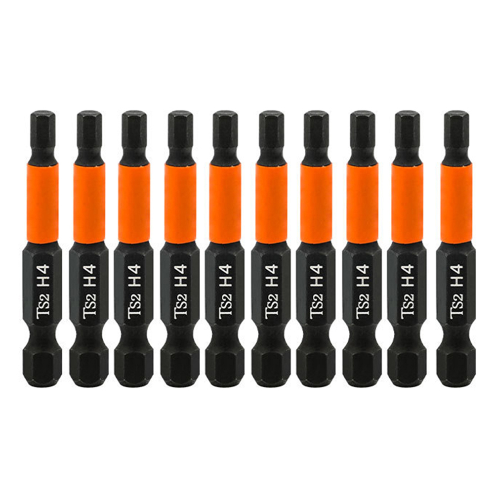 10PCS Hex Screwdriver Bit Set 50mm H4 TS2 Steel Magnetic Drill Bit for Screwdrivers Electric Drill