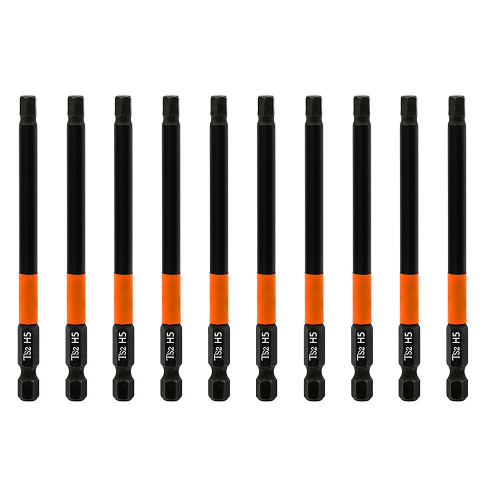 10PCS Hex Screwdriver Bit Set 100mm H5 TS2 Steel Magnetic Drill Bit for Electric Drill Screwdrivers