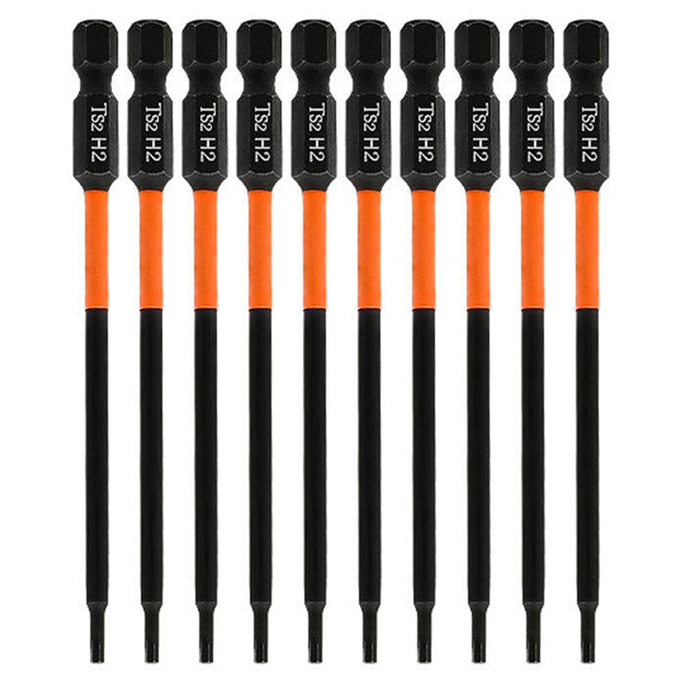 10Pcs / Set 100mm H2 Anti-Rust S2 Alloy Steel Magnetic Hex Shank Screwdriver Bits