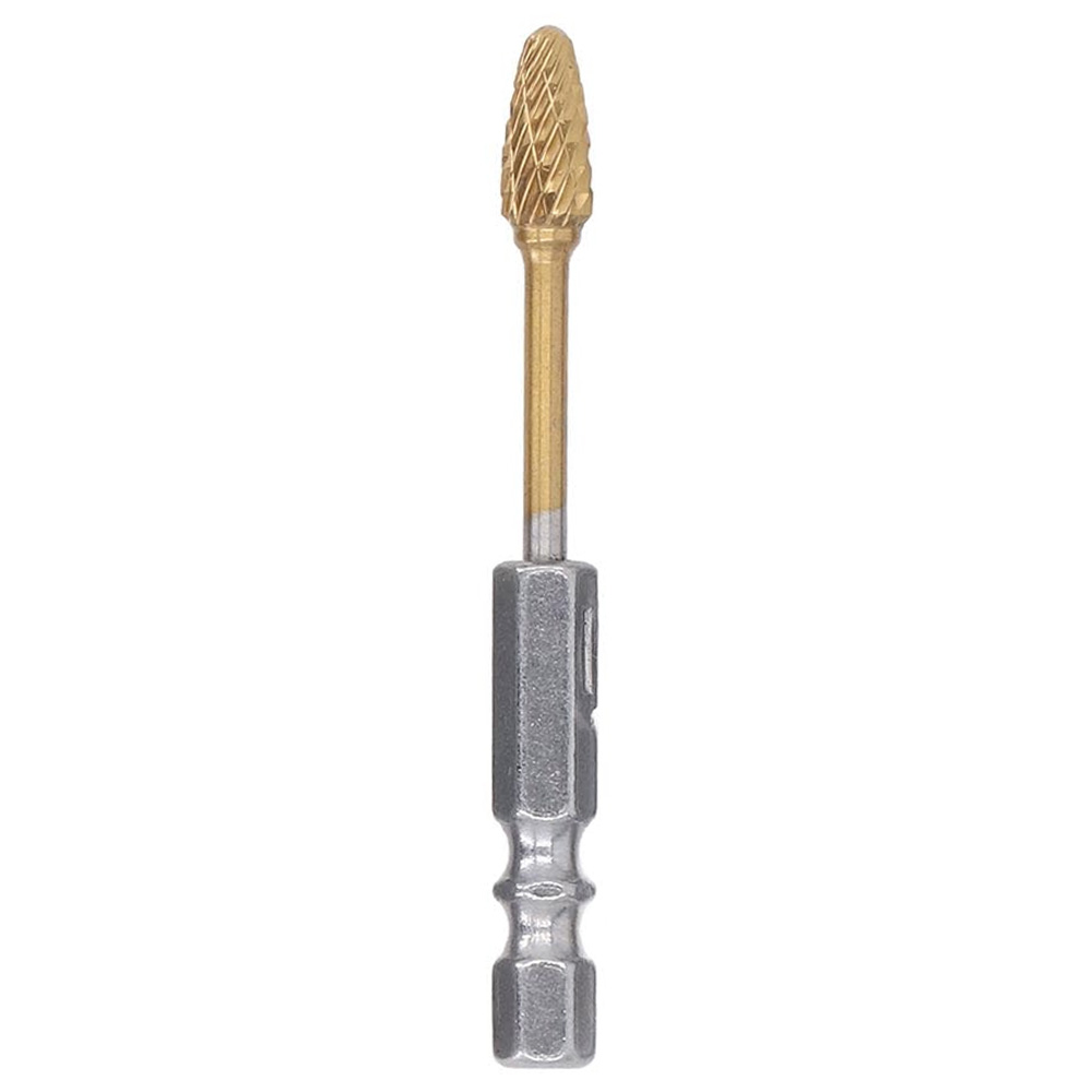 3-L6 69mm Titanium-Coated Double-Flute Carbide Rotary Burr File Grinding Drill Bit with 1 / 4" Hex Shank