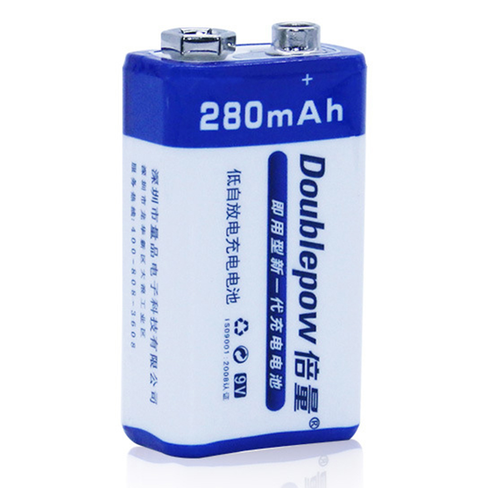 DOUBLEPOW DP-9V 1PC 9V 280mAh AAAA Ni-MH Battery Rechargeable Design for Home and Office Devices (with Storage Box)