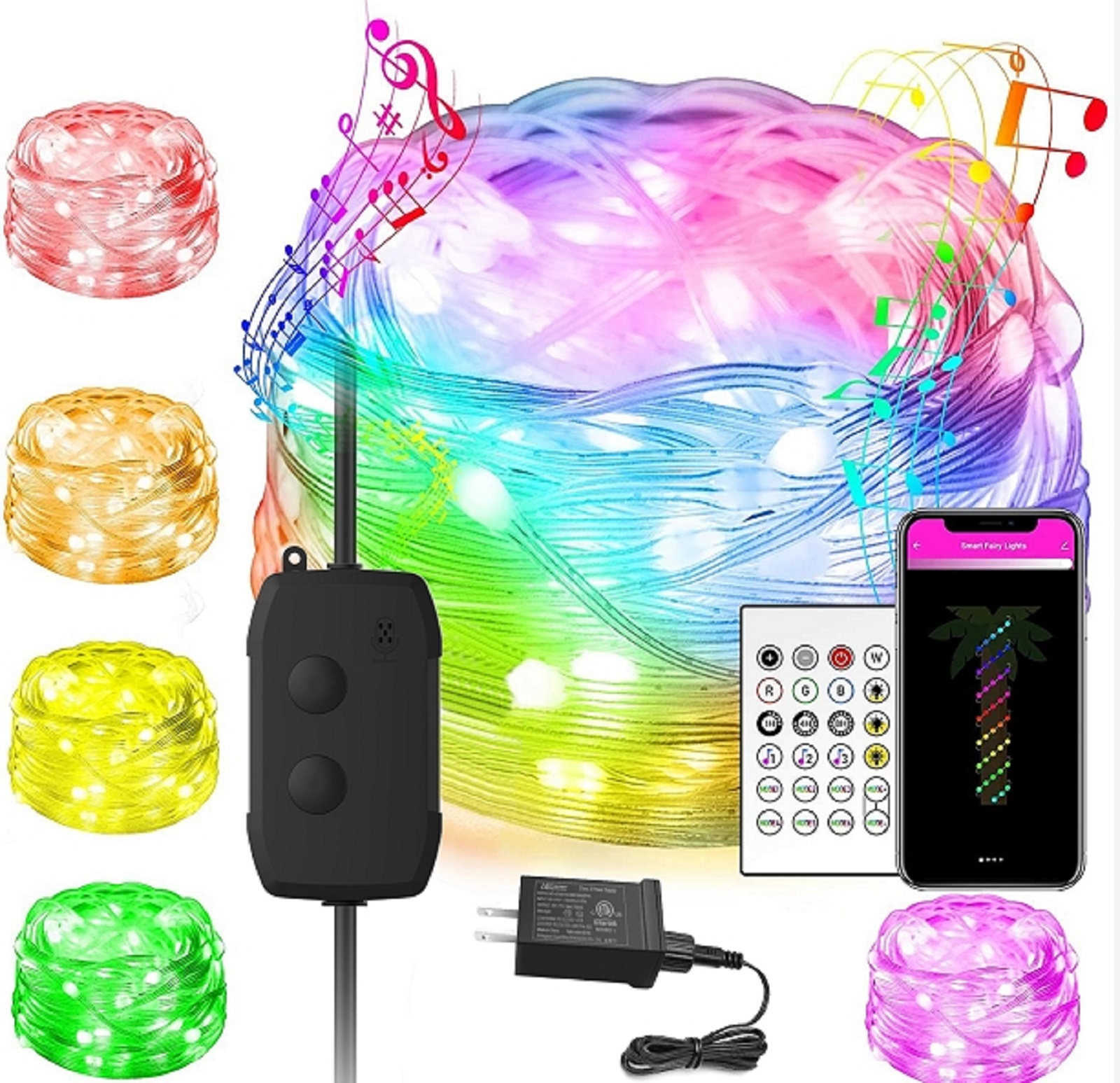 

LEMONDA SMART BWSL5 5m 33-LED Bluetooth Smart Colorful LED String Light IP44 Waterproof App Remote Control Music Sync Garden Yard Party Home Decorative Light - US Plug