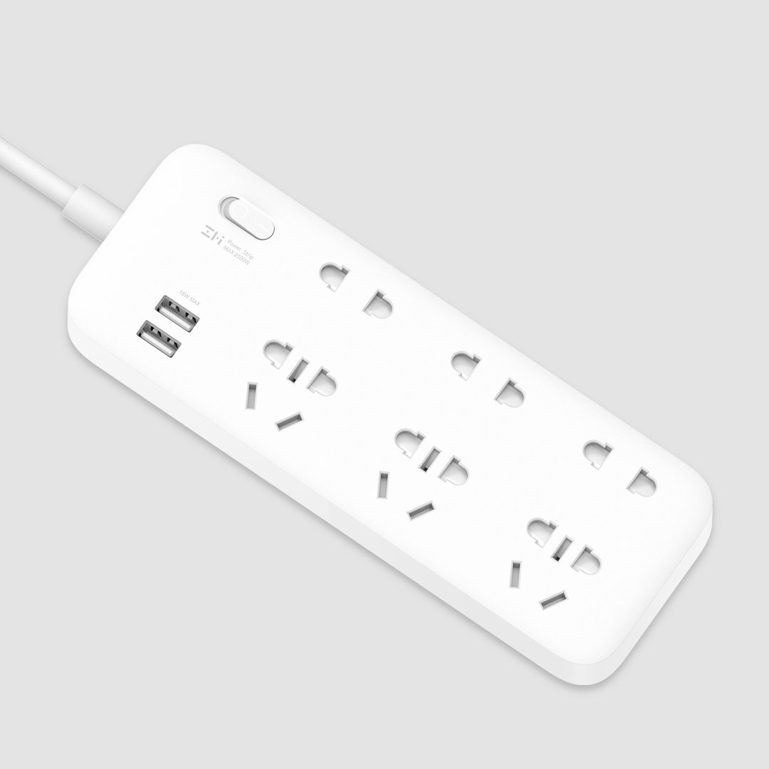 

XIAOMI ZMI CX05 Power Strip 6 AC Sockets [3 Five-hole / 3 Two-hole] + Dual USB Ports Extension Sockets Charger