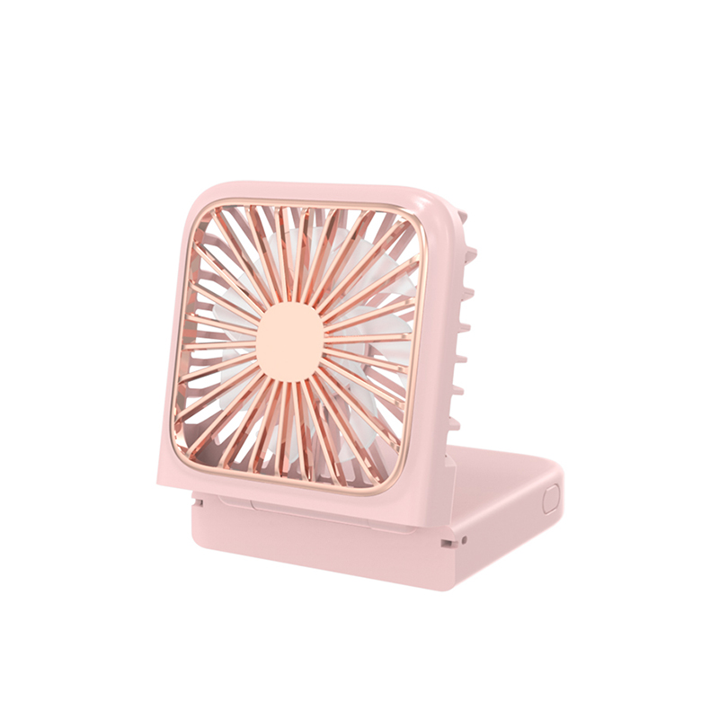 

F12 USB Rechargeable Silent Foldable Desktop Neck Hanging Fan - Pink