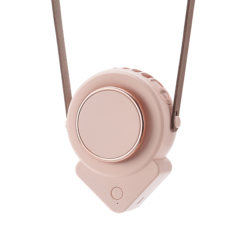 

Portable USB Charging No Leaf Mini Cooling Fan Summer Hanging Neck Desktop Quiet Fan Cooler - Pink