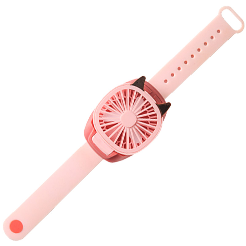 

Children Wrist Watch Fan Creative Detachable USB Charging Mini Fan Gift with Colorful Light - Pink