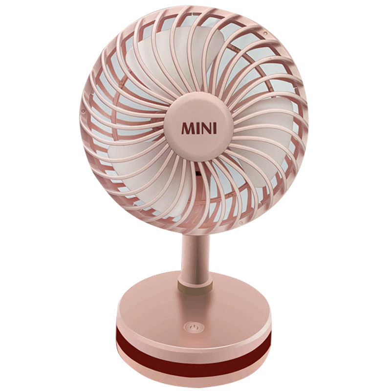 

Mini Electric Fan LED Light Design Desktop USB Rechargeable Fan with 3 Adjustable Speeds - Pink