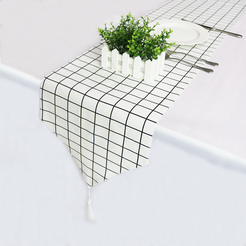 

Boho Cotton Linen Table Runner Wedding Party Decoration 33*240cm - White