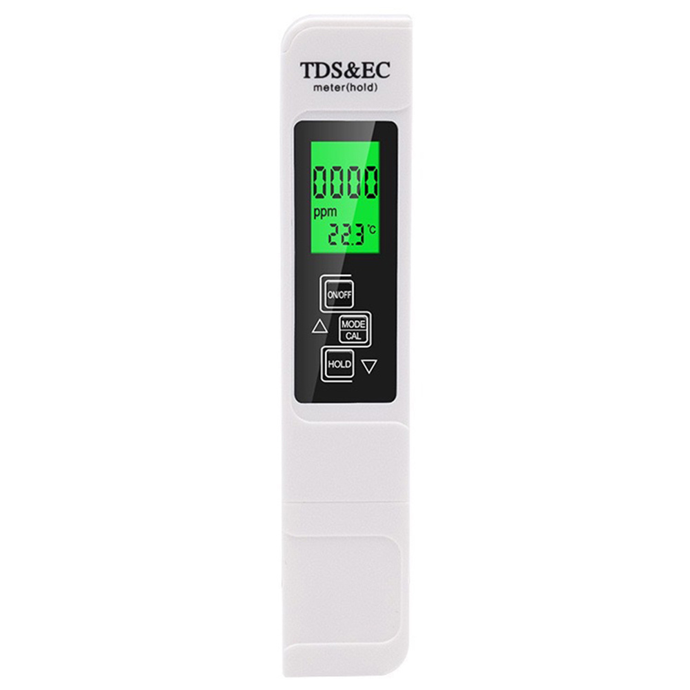 3-in-1 Water Quality Detector Digital LCD TDS EC Meter Pen Temperature Tester with Backlit - White