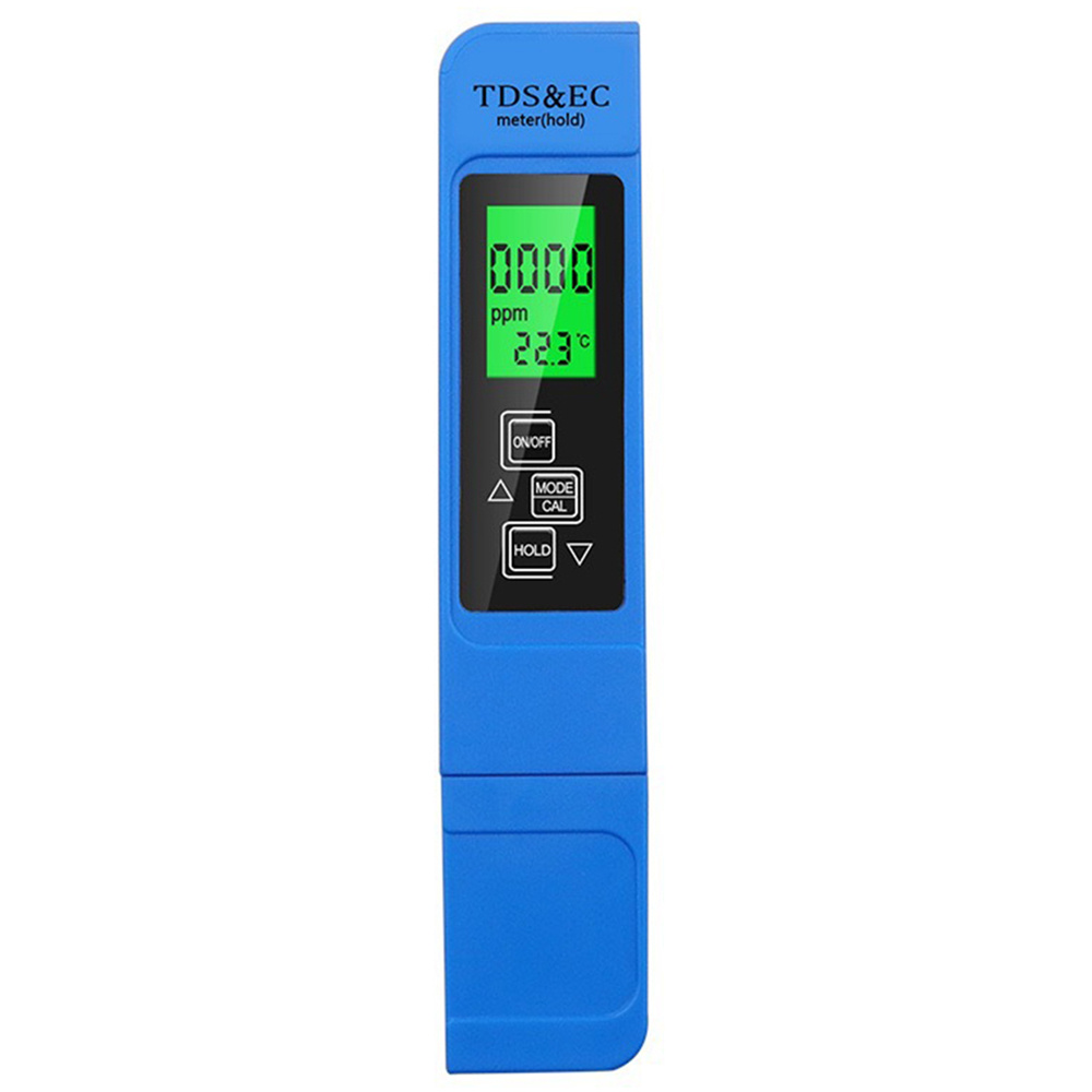 3-in-1 Water Quality Detector Digital LCD TDS EC Meter Pen Temperature Tester with Backlit - Blue