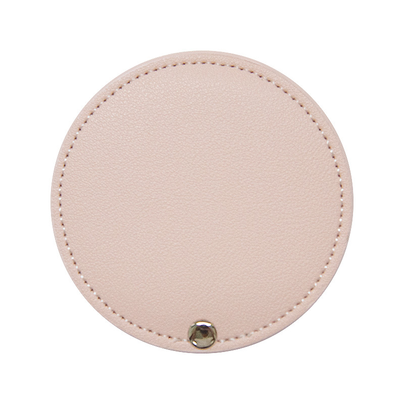 

Tragbarer PU Leder Kosmetischer Spiegel Mini Rundem Make -up -spiegel Klapptasche Spiegel - Hell-pink