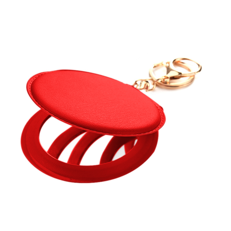 

Mini Round Make-up-spiegel Tragbarer Doppelseitiger Kosmetischer Spiegelklapptasche Mit Schlüsselbund - Rot