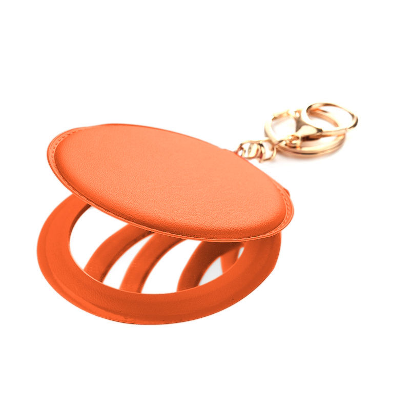 

Mini Round Make-up-spiegel Tragbarer Doppelseitiger Kosmetischer Spiegelklapptasche Mit Schlüsselbund - Orange