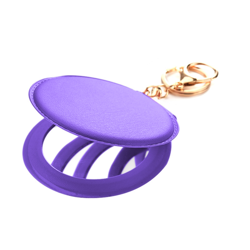 

Mini Round Make-up-spiegel Tragbarer Doppelseitiger Kosmetischer Spiegelklapptasche Mit Schlüsselbund - Lila