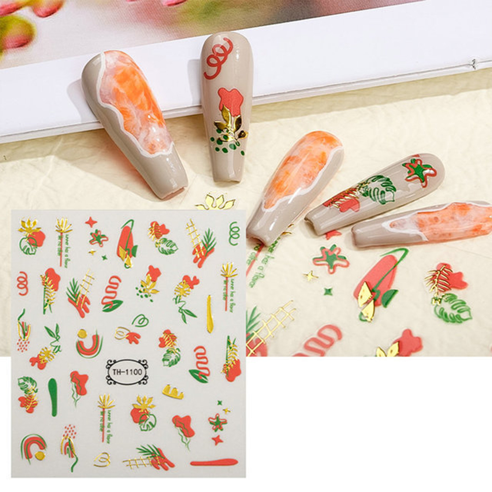 

1 Blatt 3d Nail Art Stickers Streifenlinie Nagelabziehbilder Selbstklebende Abziehbilder Nagelkunstzubehör Für Nagel-diy-dekoration - TH-1100