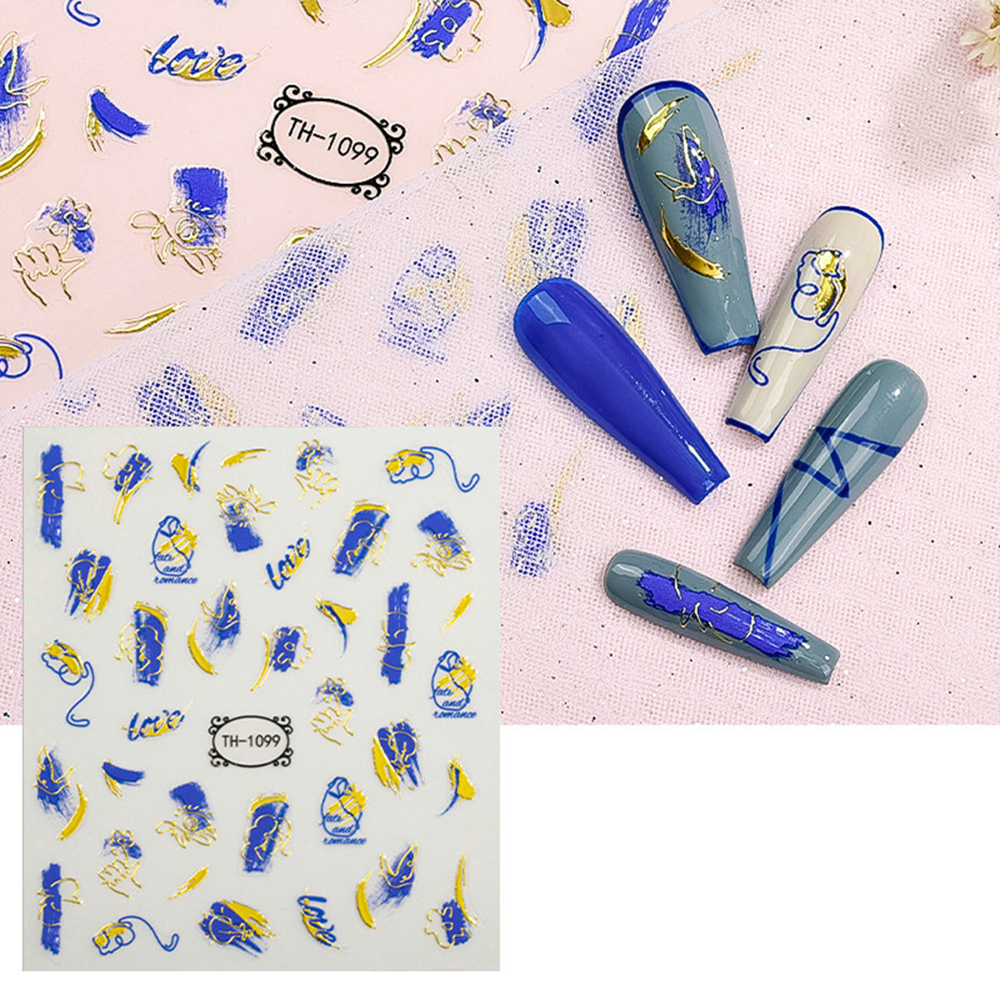 

1 Blatt 3d Nail Art Stickers Streifenlinie Nagelabziehbilder Selbstklebende Abziehbilder Nagelkunstzubehör Für Nagel-diy-dekoration - TH-1099
