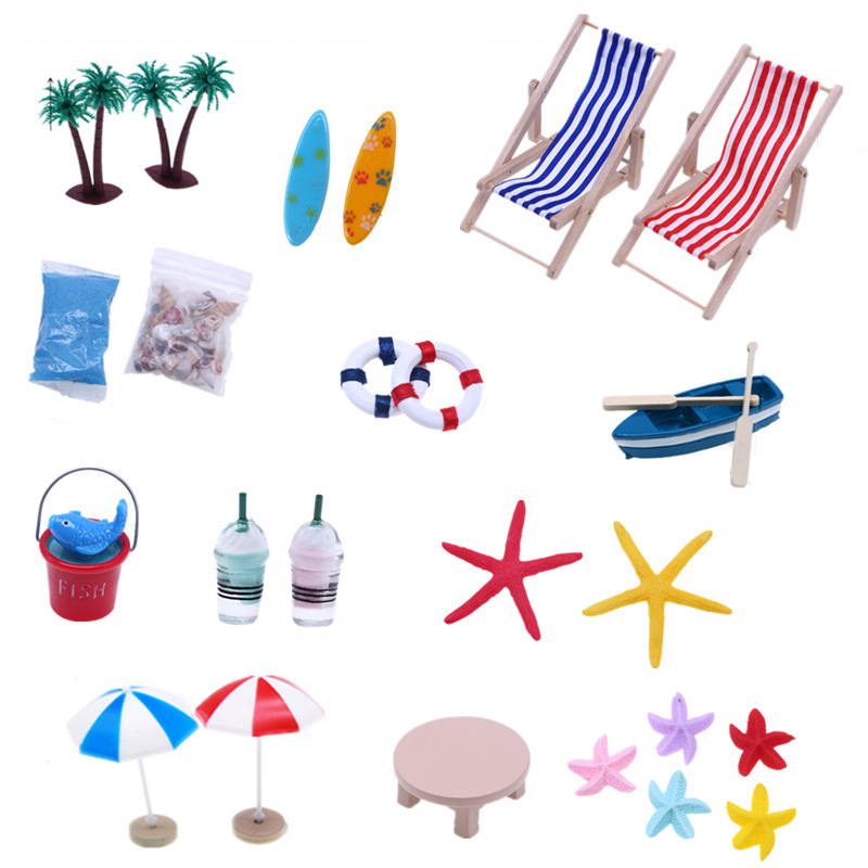 

Mini Beach Set Miniaturmodell Ornament Sommer Ozeansimulation Szene Fotodekoration Requisiten