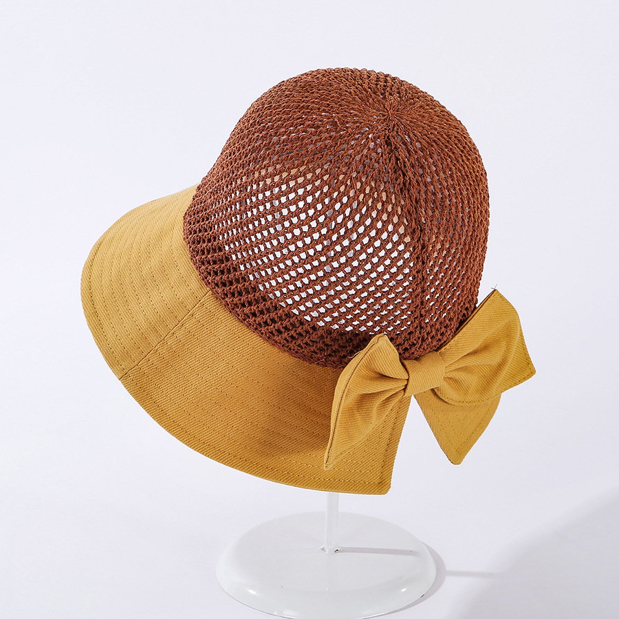 

Bowknot Decor Sun Hat Beach Hat Cap - Желтый