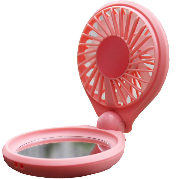 

A03 Portable 2-in-1 Foldable Cooling Fan with Makeup Mirro Multi-function Mini Fan - Red