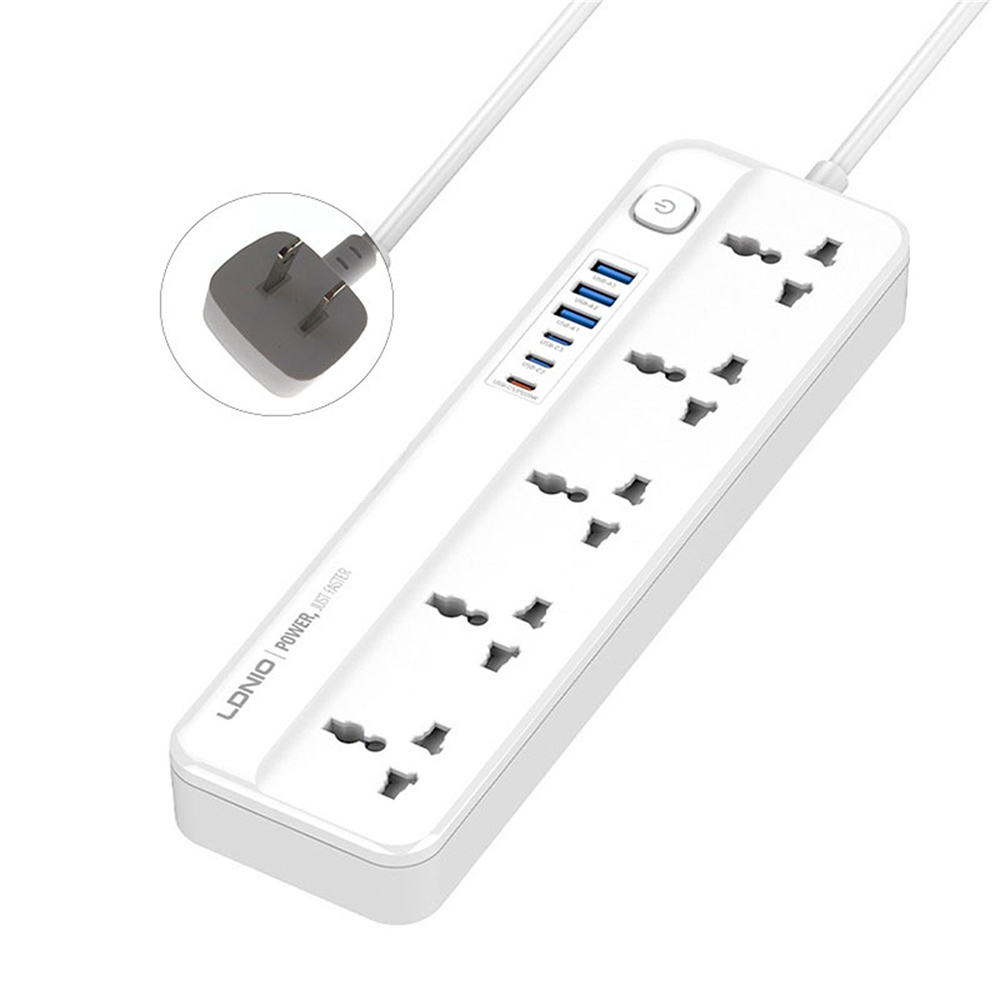 LDNIO SC5614 Power Strip 5 Outlets 6 USB Ports 2500W PD Fast Charging with 2m Cable for Office Home - US Plug