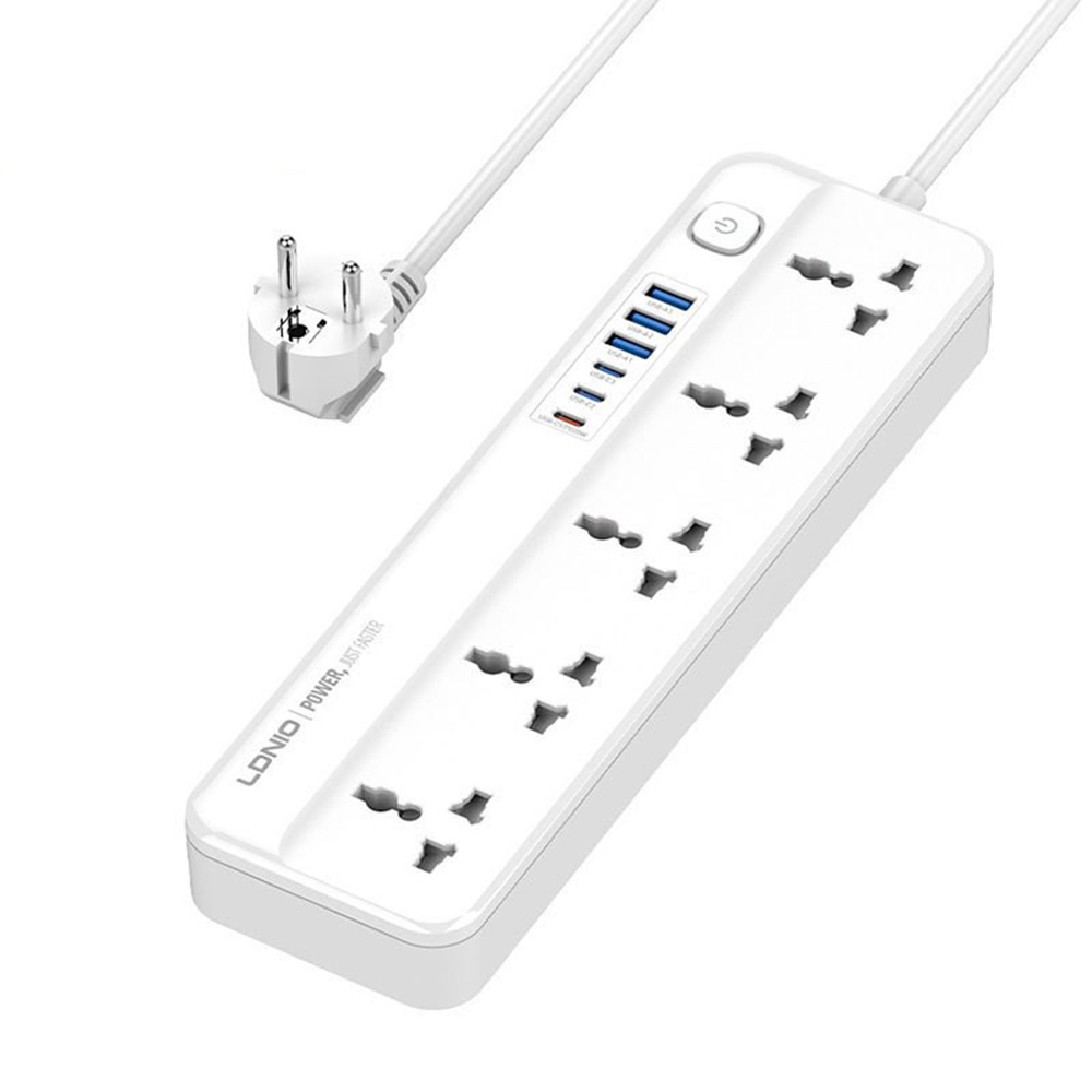 LDNIO SC5614 Power Strip 5 Outlets 6 USB Ports 2500W PD Fast Charging with 2m Cable for Office Home - EU Plug