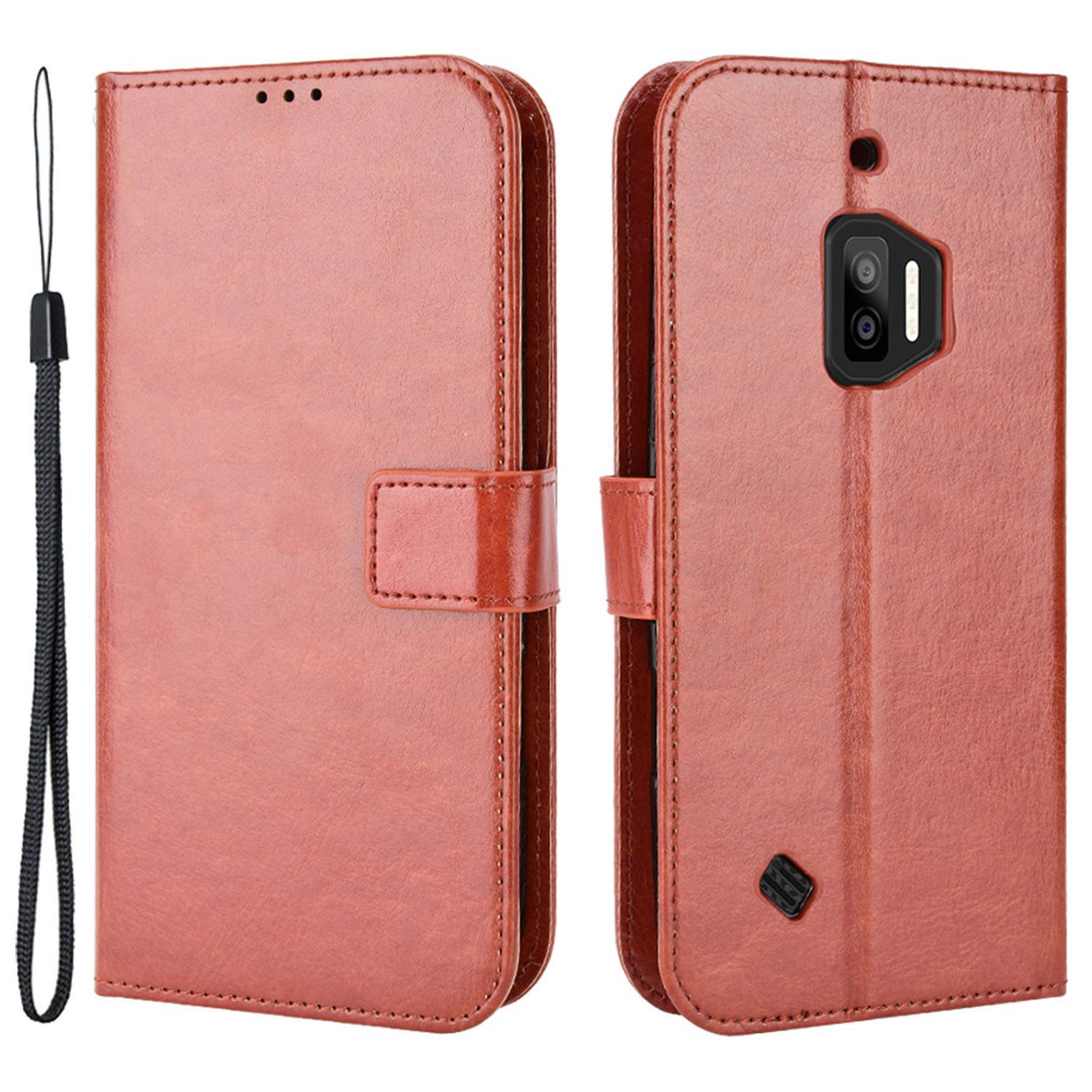 

Für Oukitel WP12/WP12 Pro Wallet Flip Cover Crazy Horse Textur PU Leder Magnetverschluss Armband Ständer Telefonhülle - Braun, Oukitel WP12