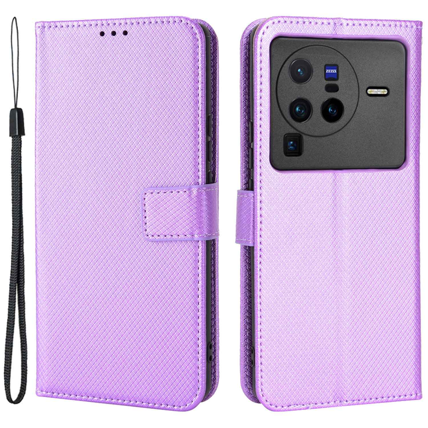 

Diamond Texture Stand Wallet Telefonhülle Für Vivo X80 Pro 5g, pu Leder + TPU Vollschutzbedeckung - Violett, vivo X80 Pro 5G