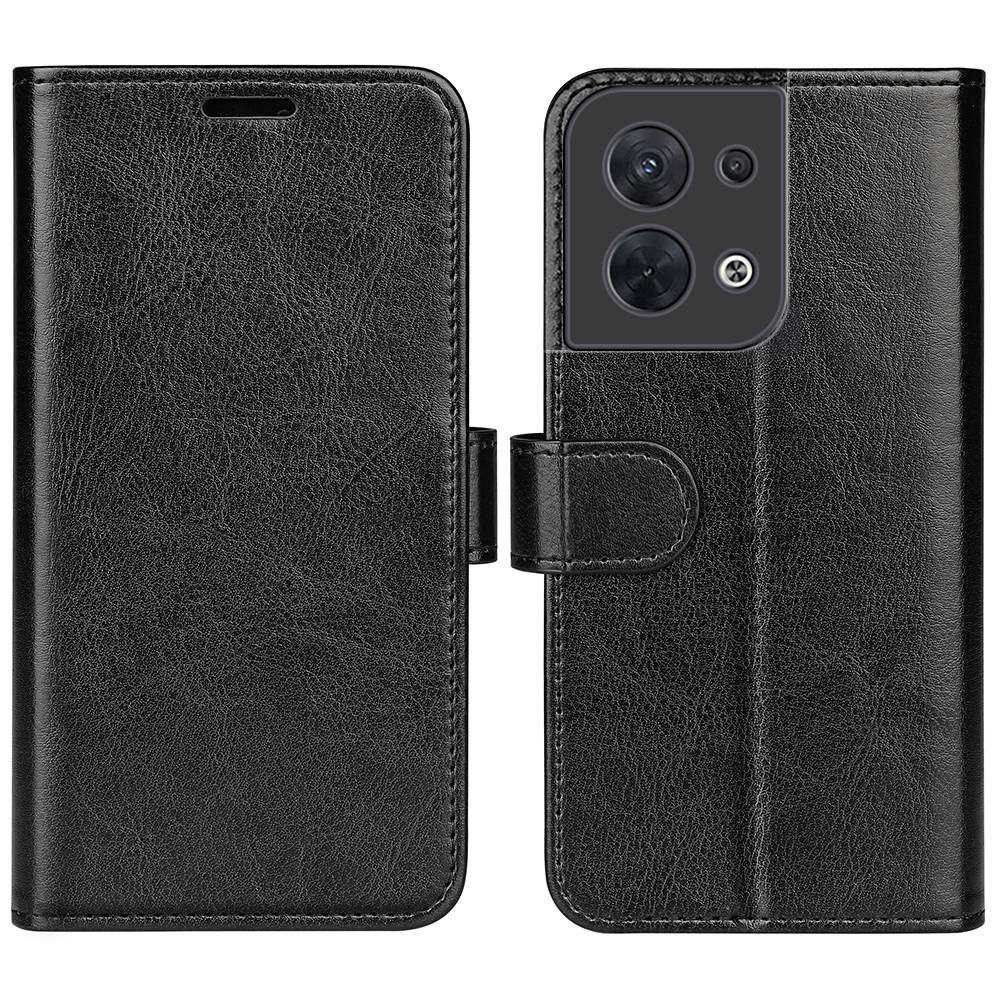 

Für Oppo Reno8 5G (globale Version) / Reno8 5g Anti-fall-fall Crazy Horse Textur Folio Flip Kratzfestes Abdeck - Schwarz, Oppo Reno8 5G (Global Version)