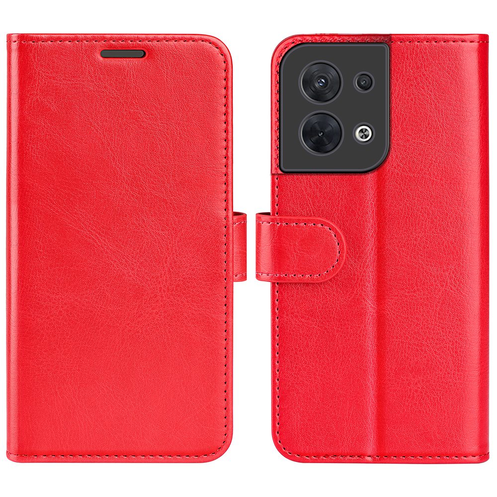 

Für Oppo Reno8 5G (globale Version) / Reno8 5g Anti-fall-fall Crazy Horse Textur Folio Flip Kratzfestes Abdeck - Rot, Oppo Reno8 5G (Global Version)