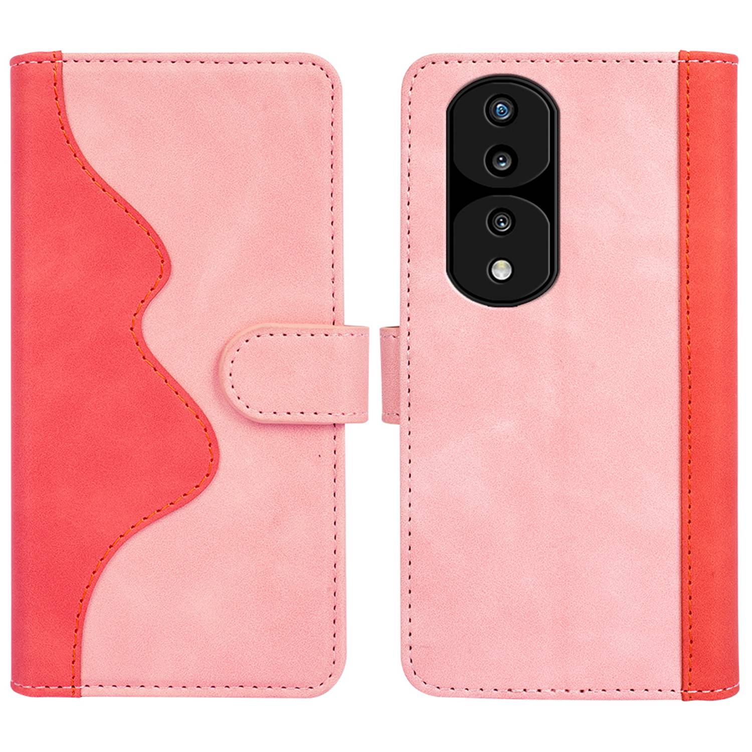 

Für Honour 70 5G Farbspleißstandard Brieftasche Funktion Hülle PU Leder Magnetisch Geschütztes Handyabdeckung - Rosa, Honor 70 5G