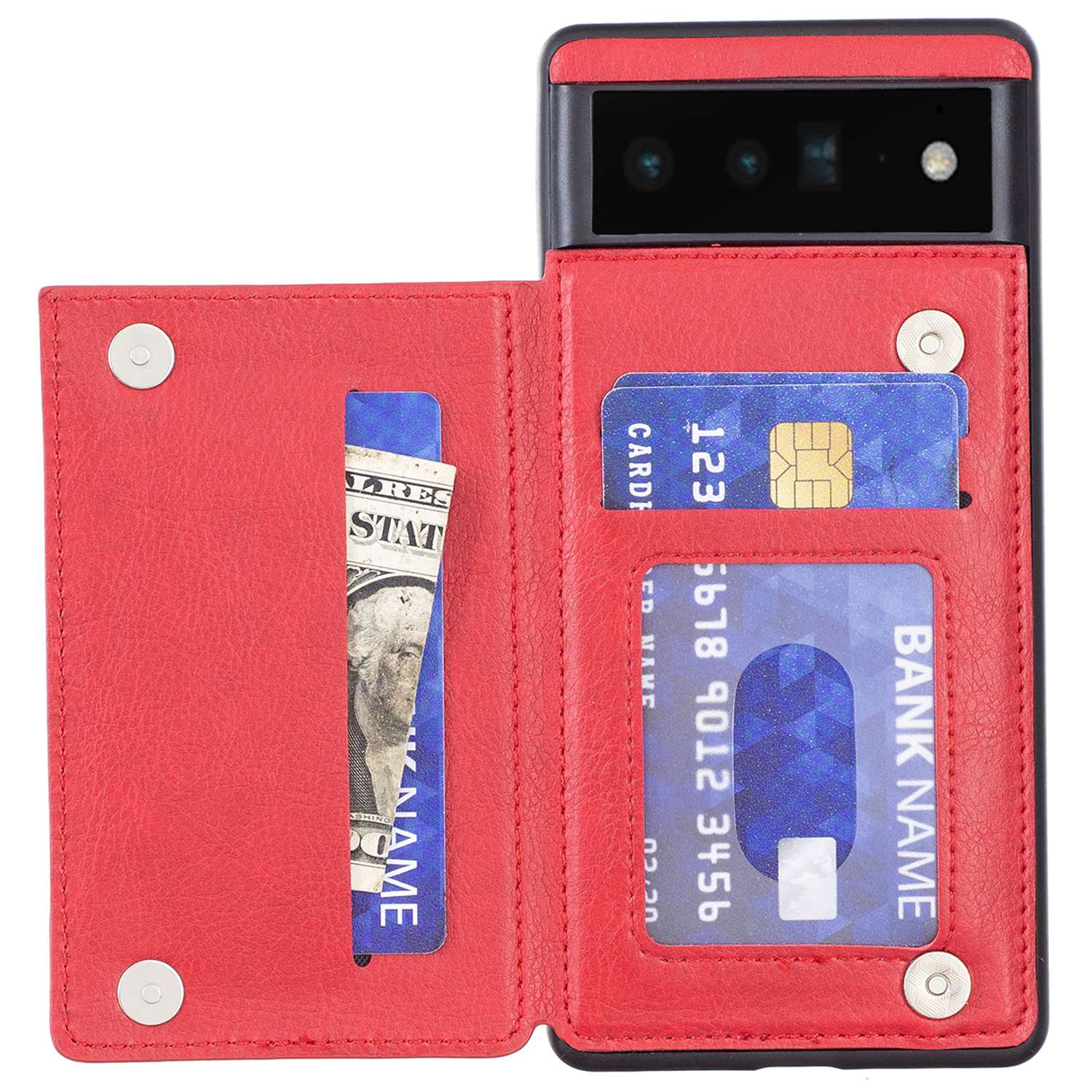 

Für Google Pixel 6a Anti-fall-handy-koffer-karten-slots Kickstand Smooth Touch Textur PU Leder Beschichtetes Tpu-schutzschutz - Rot, Google Pixel 6a