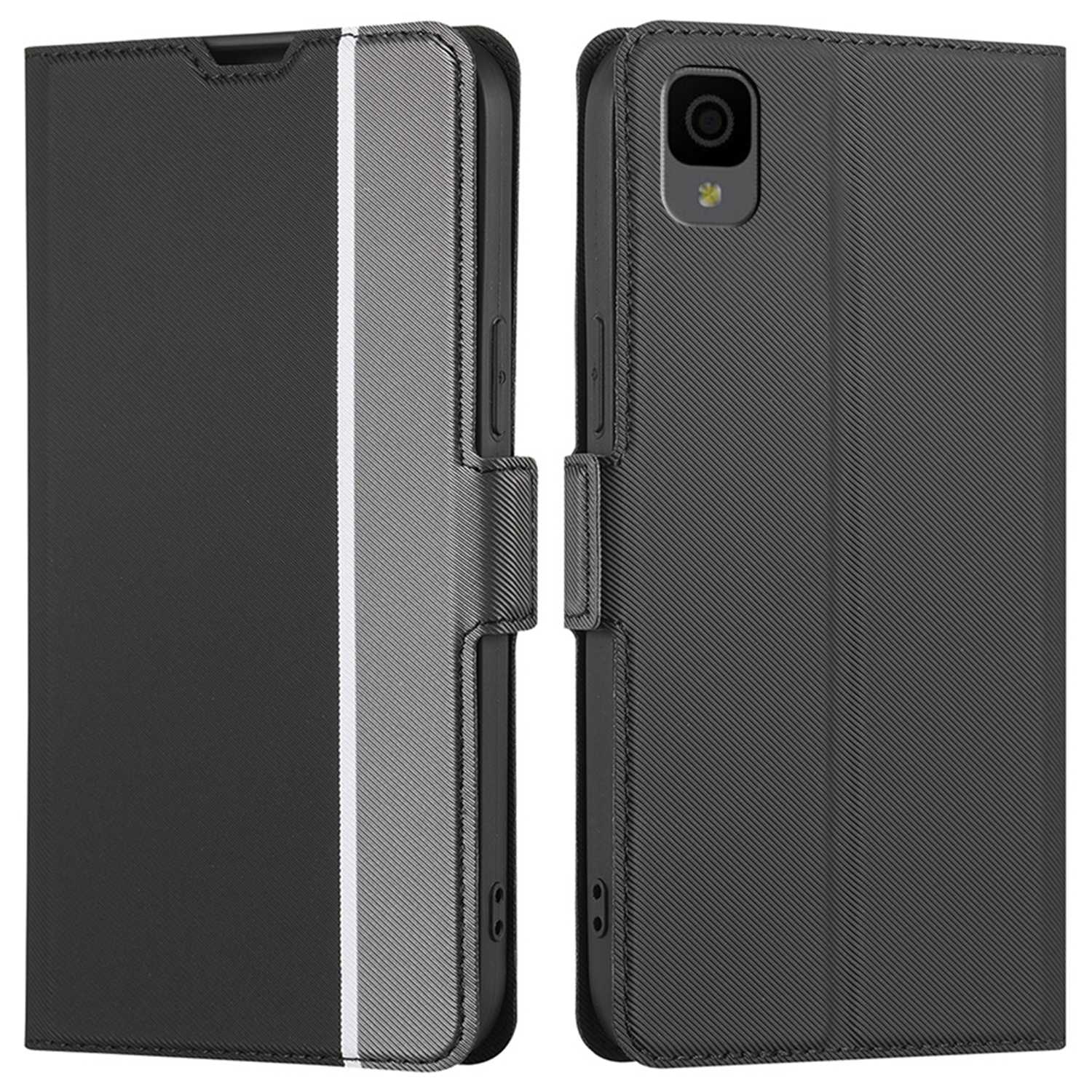 

Für TCL 30 Z Ultra-dünner Schockdes Twill-textur-telefongehäuse Mit Stand Anti-fall-schutzkartenhalter - Schwarz, TCL 30 Z