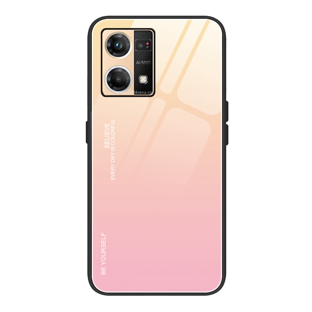 

Gradientenfarben -telefonhülle Für Oppo Reno7 4G, Temperierte Glas + PC + TPU Schockdcoverabdeckung - Gold/Pink, Oppo Reno7 4G