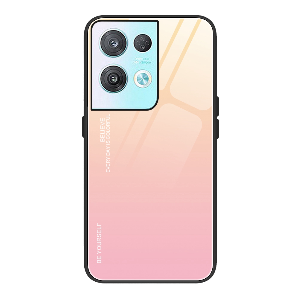 

Gradient Color Design Case Für Oppo Reno8 Pro 5G (globale Version) / Reno8 Pro + 5g, Anti-fall-leichte, Schlanke Glas- + PC + Tpu-telefon Shell - Gold / Rosa, Oppo Reno8 Pro 5G (Global Version)
