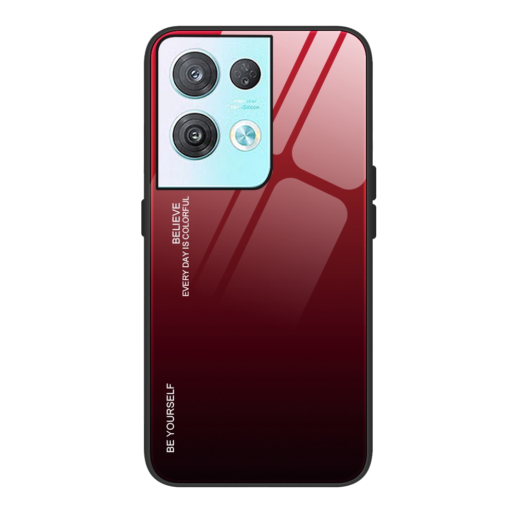 

Gradient Color Design Case Für Oppo Reno8 Pro 5G (globale Version) / Reno8 Pro + 5g, Anti-fall-leichte, Schlanke Glas- + PC + Tpu-telefon Shell - Rot / Schwarz, Oppo Reno8 Pro 5G (Global Version)