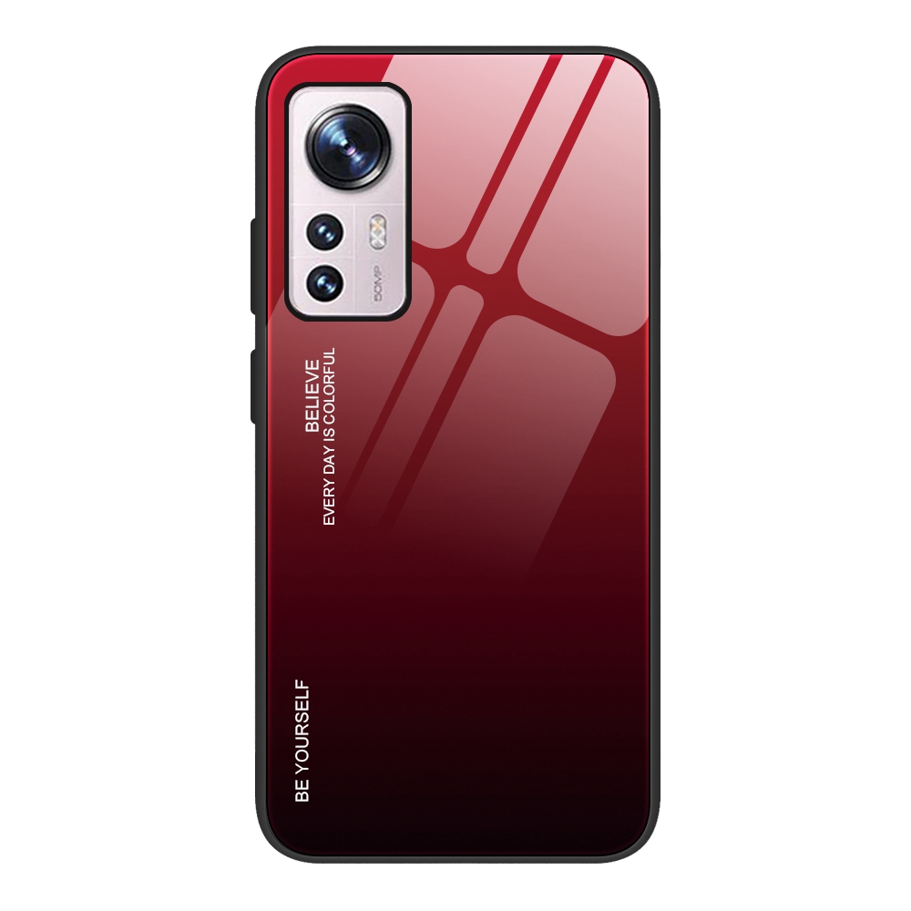 

Gradientenfarbe Design Hülle Für Xiaomi 12 Pro 5g/12s Pro 5G/12 Pro (abmessung) 5G, Weastbeständige, Temperamentvolle Glas + PC + Tpu-mobiltelefonabdeckung - Rot Schwarz, Xiaomi 12 Pro 5G