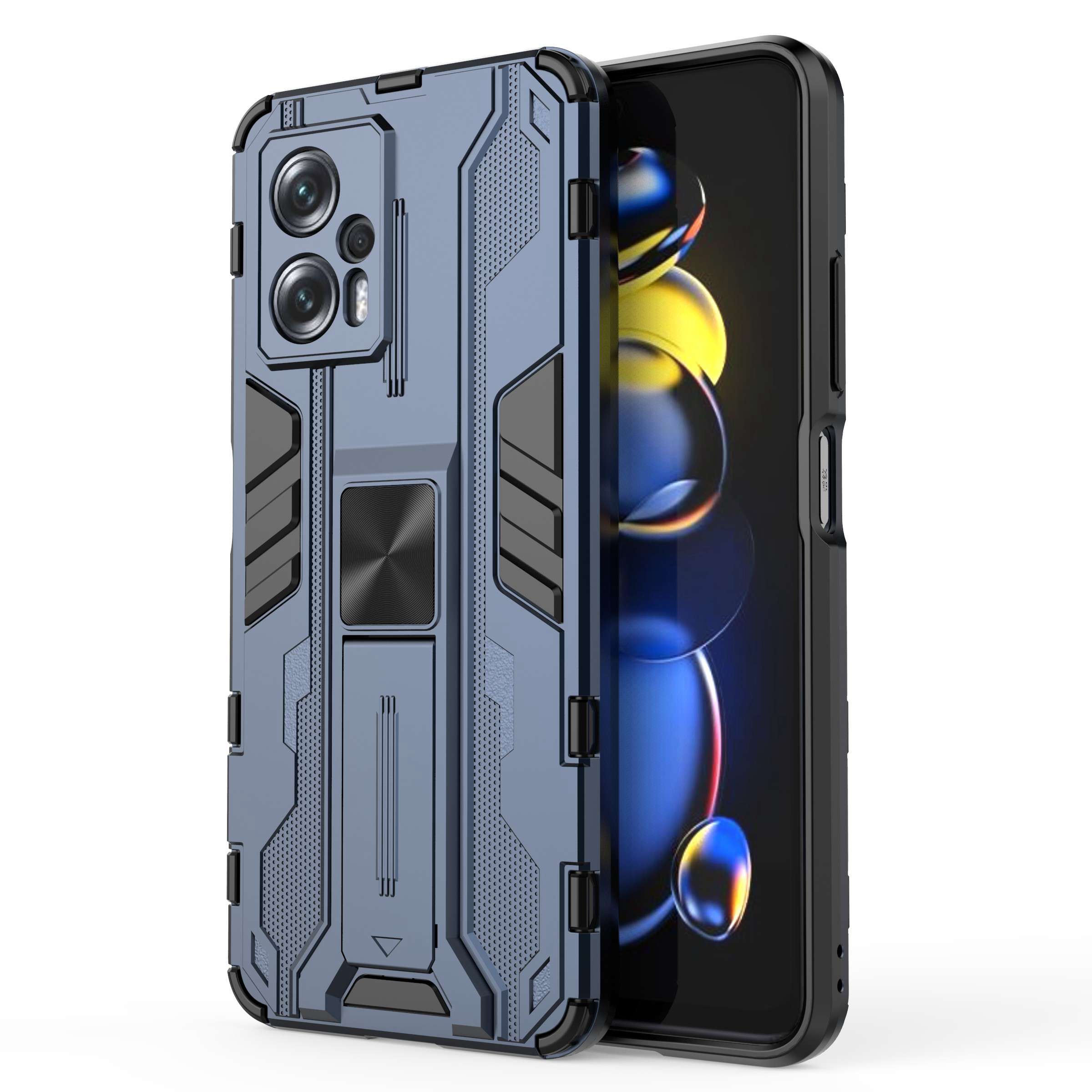 

Für Xiaomi Redmi Note 11T Pro 5G/Note 11t Pro+ 5g/poco X4 GT 5G Kickstand Telefonhülle Hartes PC Soft TPU Schockdropfenschutzschutzabdeckung - Blau, Xiaomi Redmi Note 11T Pro 5G