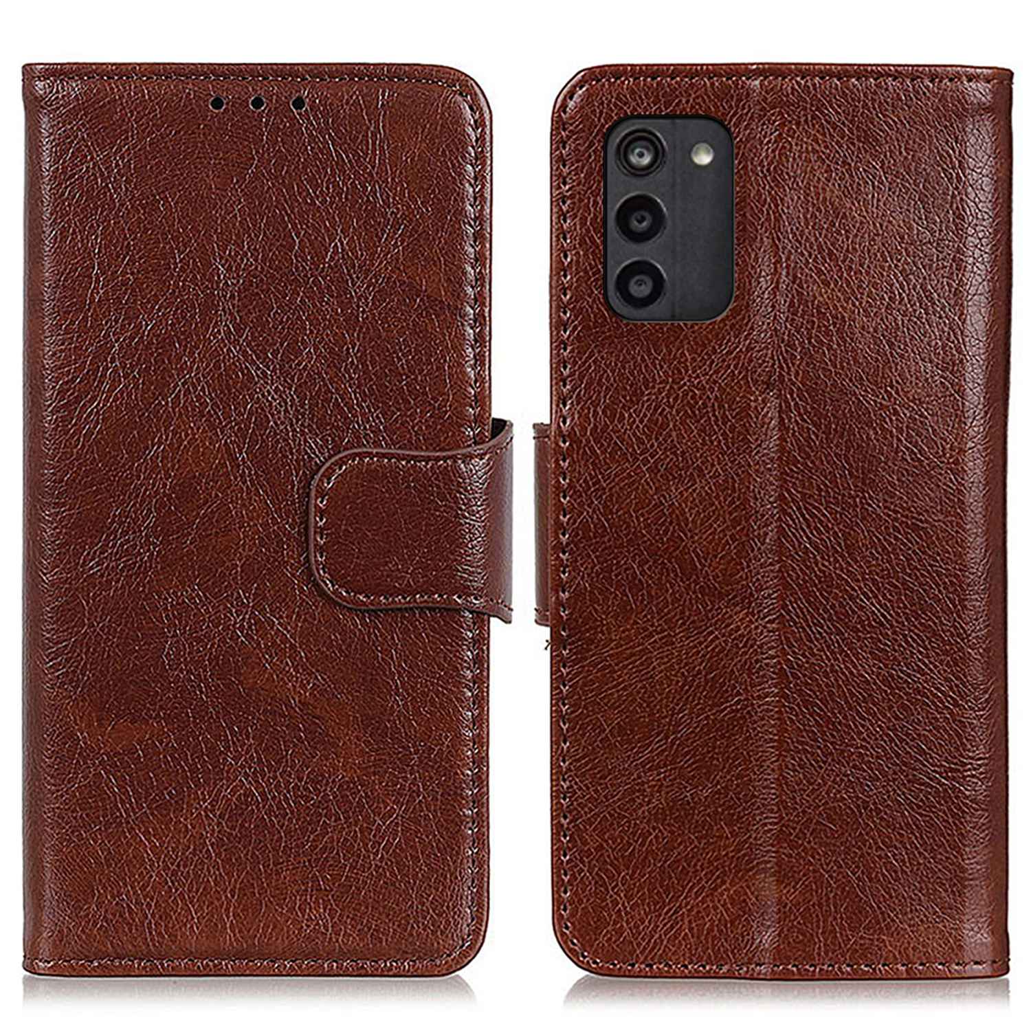 

Für Nokia G100 Nappa Textur Magnetisur Telefon Brieftaschenabdeckung Schocksicherer Geteilter Lederständer Folio Hülle - Braun, Nokia G100