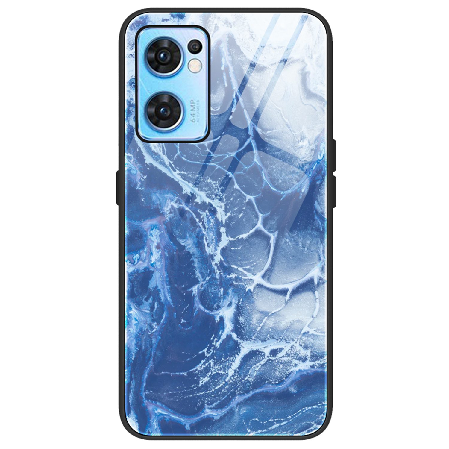 

Temperiertes Glas + PC + TPU Hybrid-hülle Für Oppo Reno7 5G (global), Kratzfestes Marmormuster-telefonabdeckung - DL03, Oppo Reno7 5G (Global)